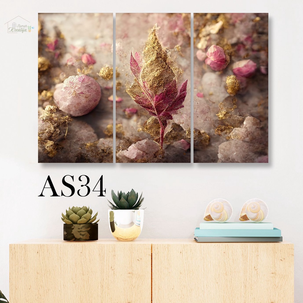 Hiasan Dinding Ruang Tamu Aesthetic Abstrak | Lukisan Bunga Vintage Poster Klasik AS31