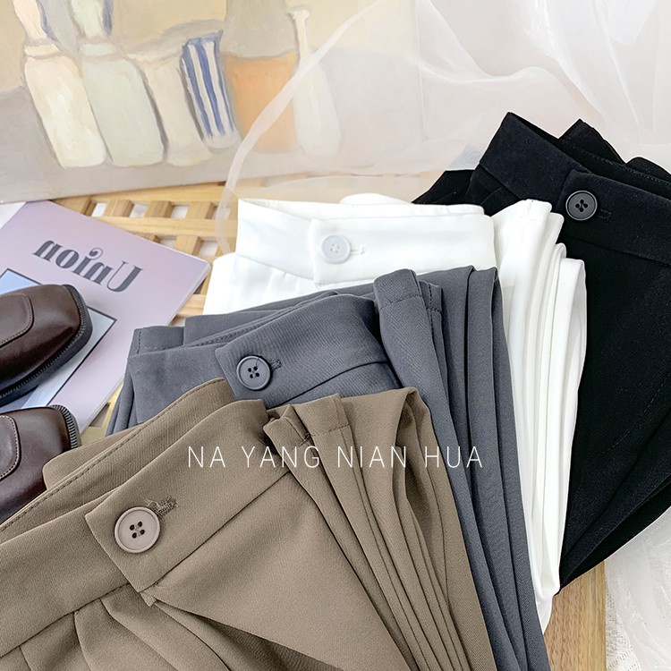 Highwaist Pants Soild Warna Celana Wanita Kekinian Celana Panjang Korea Suit Long Pants