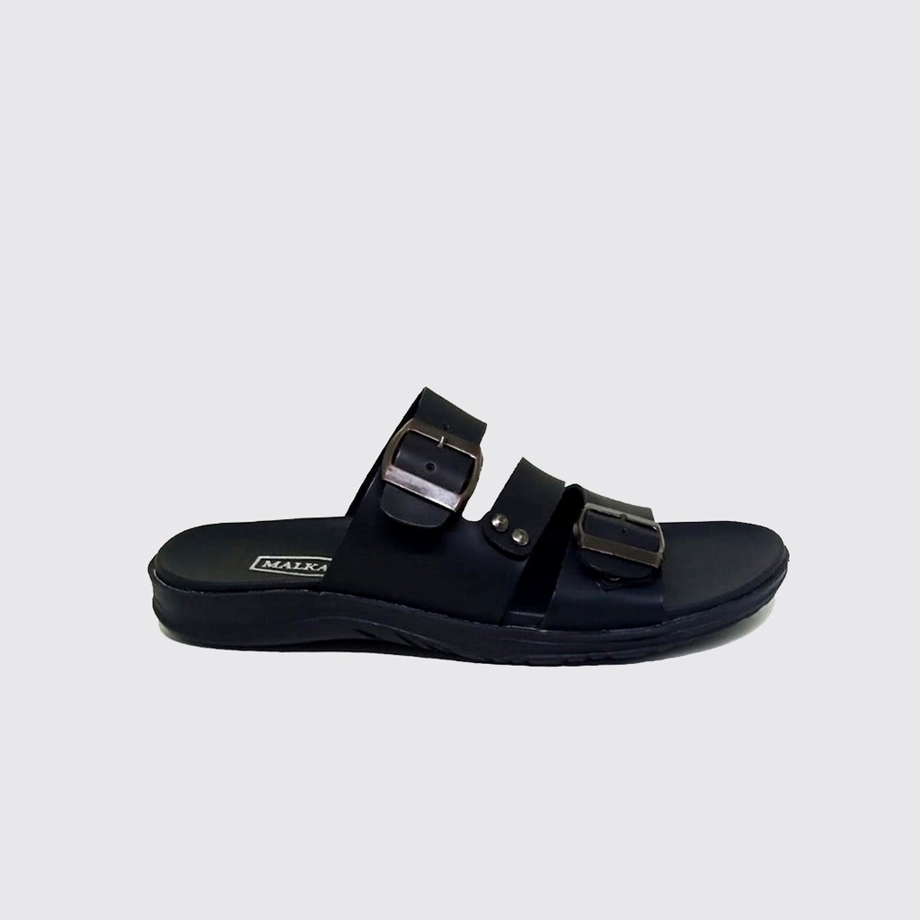 DERICK X ZAGIB | Sandal Pria Kulit Asli Full Black &amp; Brown / Sendal Flat Cowo Style