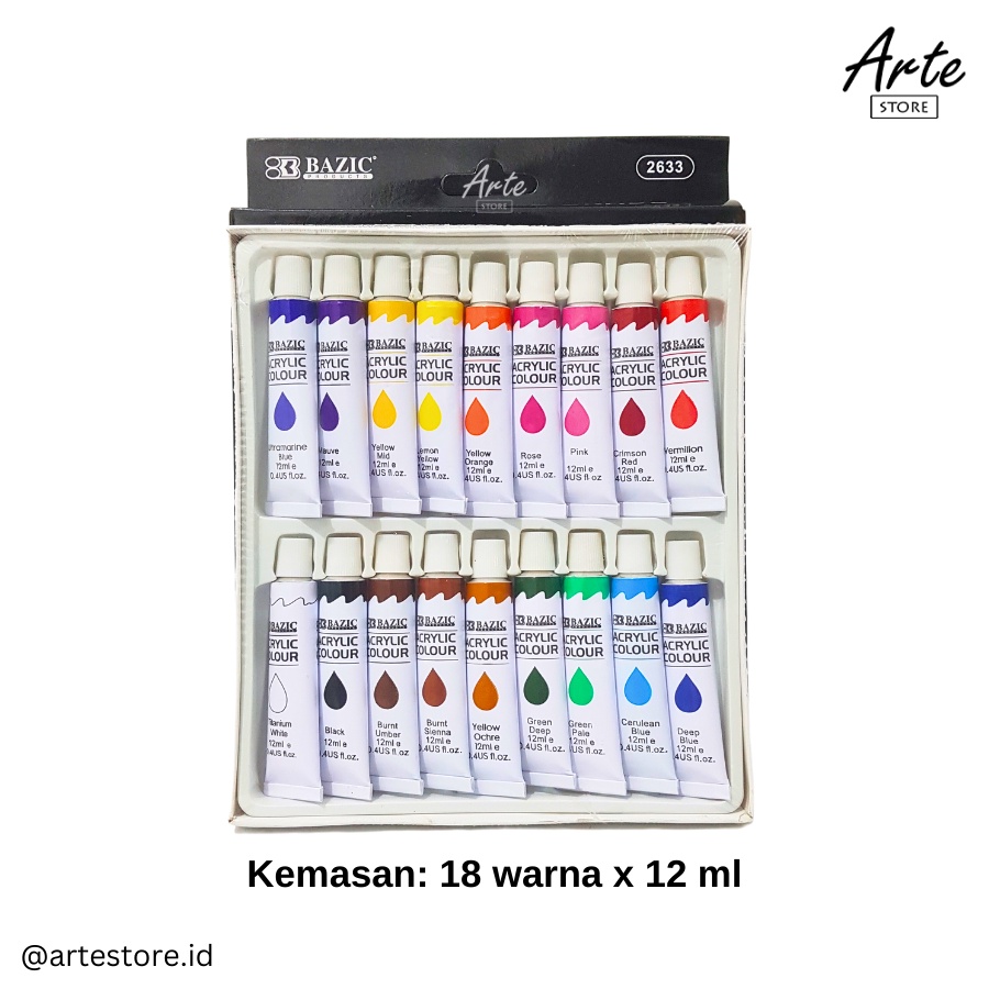 Cat Akrilik - BAZIC Acrylic Set 18 Warna