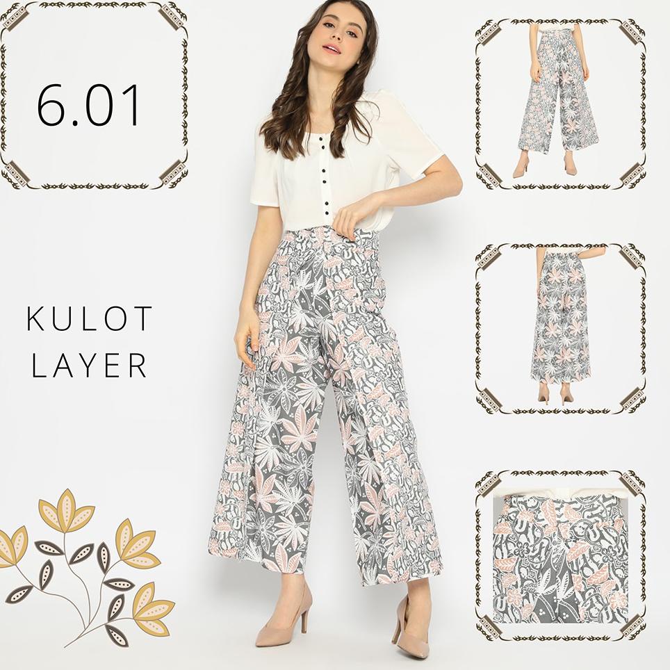 READY celana Kulot Layer Lawasan Batik Celana Tumpuk Kerja Kantoran Bawahan Kebaya Sogan Genes Kasua