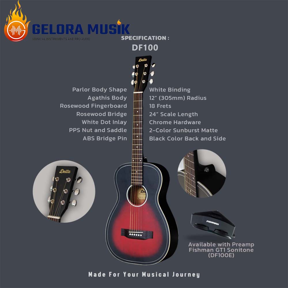 Gitar Akustik Elektrik Delta DF100E