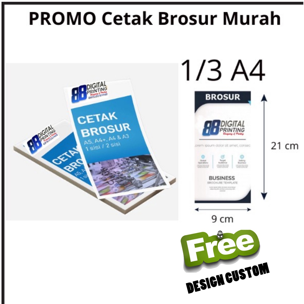 

Brosur Ukuran 1/3 A4 FREE DESAIN Custom Design Leaflet / Flyer Full Color