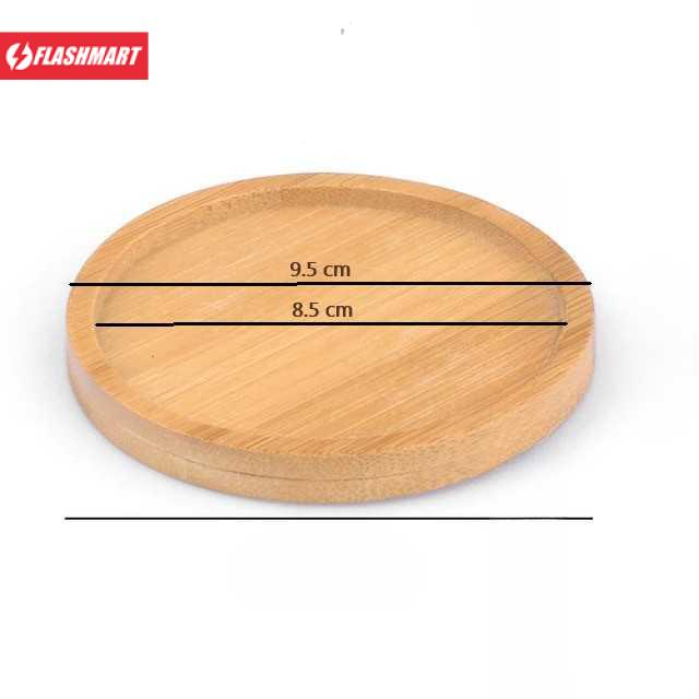 Flashmart Alas Bunga Tatakan Pot Kayu Round Minimalist Bamboo Tray 9.5 cm - EQF95