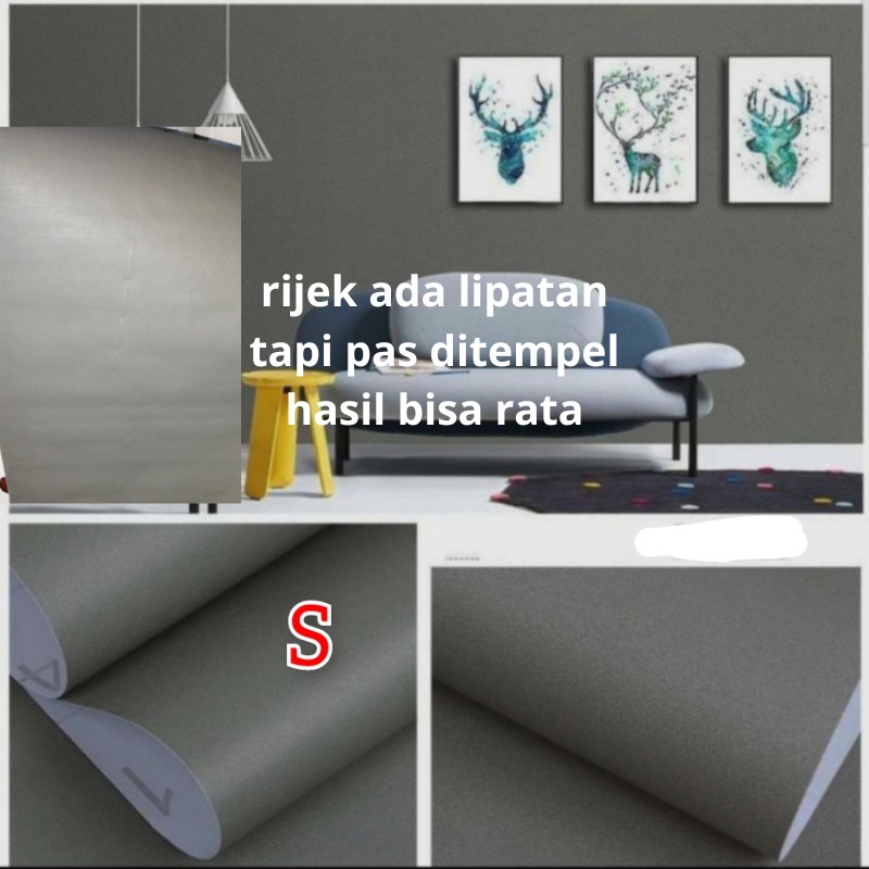 WALLPAPER WALL STICKER REJECT RIJEK STIKER PAPER POLOS WALLSTCIKER DINDING POLOS CREAM ABU ABU PUTIH @banyak