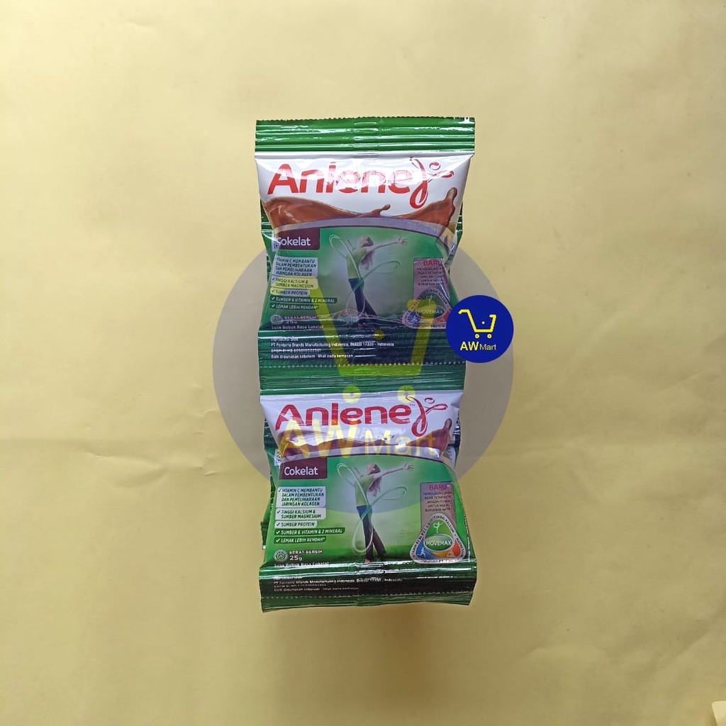 SUSU ANLENE  RENCENG ISI ( 10 SACHET X 20 GRAM ) - SUSU ANLENE BUBUK RENCENG COKELAT DAN VANILLA