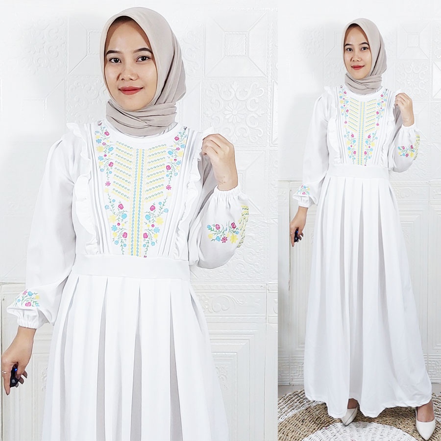 CARLINA GAMIS KHASANA RUBY CERUTY MAXY BABYDOLL DRESS PANJANG WANITA