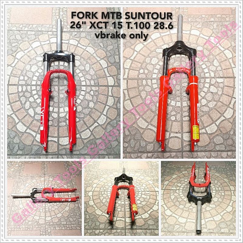 FORK MTB SUNTOUR 26" BIRU XCT 15 T.100 28.6 vbrake only Sepeda aksesoris sparepart