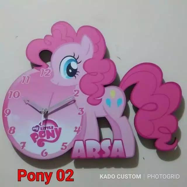 Jam dinding bingkai foto karakter kartun unicorn little pony kado anak