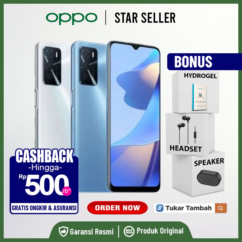 Oppo A16 3/32 GB Garansi Resmi 3 GB 32 GB Hitam Putih Biru Oppo A16e