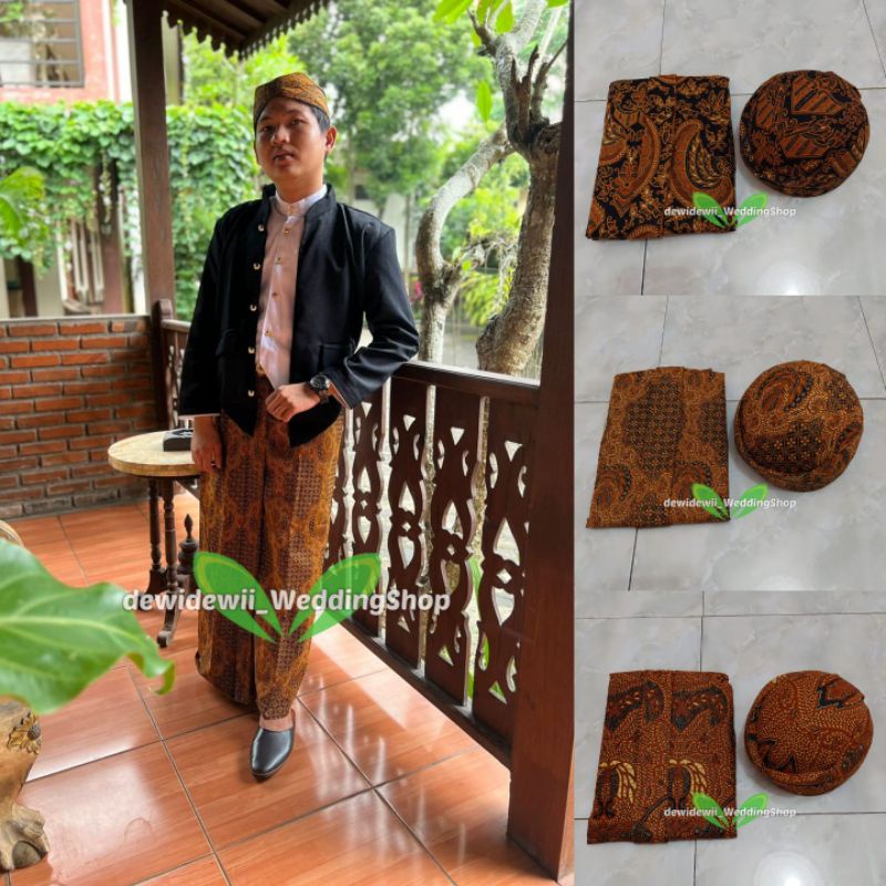 [Setelan] Jarik Instan + Blangkon Solo | Model yogi | Motif Buntal Melati