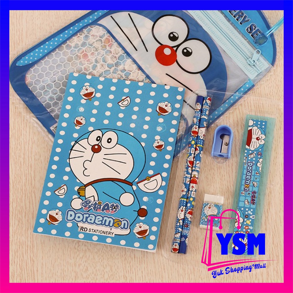 

YSM Stationery Set 6 in 1 Free Bag Alat Tulis Anak Sekolah Buku Pulpen Penghapus Pengaris