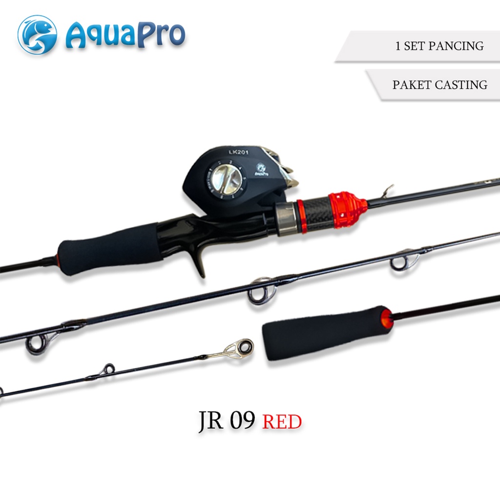 Paket Set Joran Pancing UltraLight JR09 Bait Casting 150M 165M 180M Reel Pancing Bait Casting Fishing Rod Max Drag 10kg