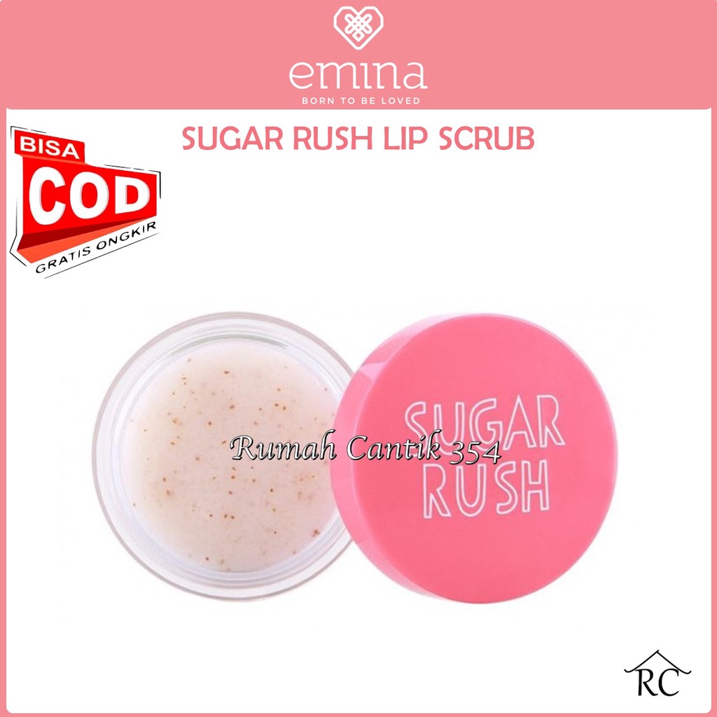 Emina Sugar Rush Lip Scrub 4.2 g - Scrub Eksfoliasi Bibir Melembabkan Bibir Pelembab Masker Mulut Rumah Cantik 354