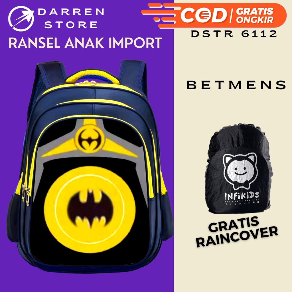 Ransel Sekolah Import DSTR 6112 Tas Anak Laki Laki SD 16inch Gambar Embos Timbul