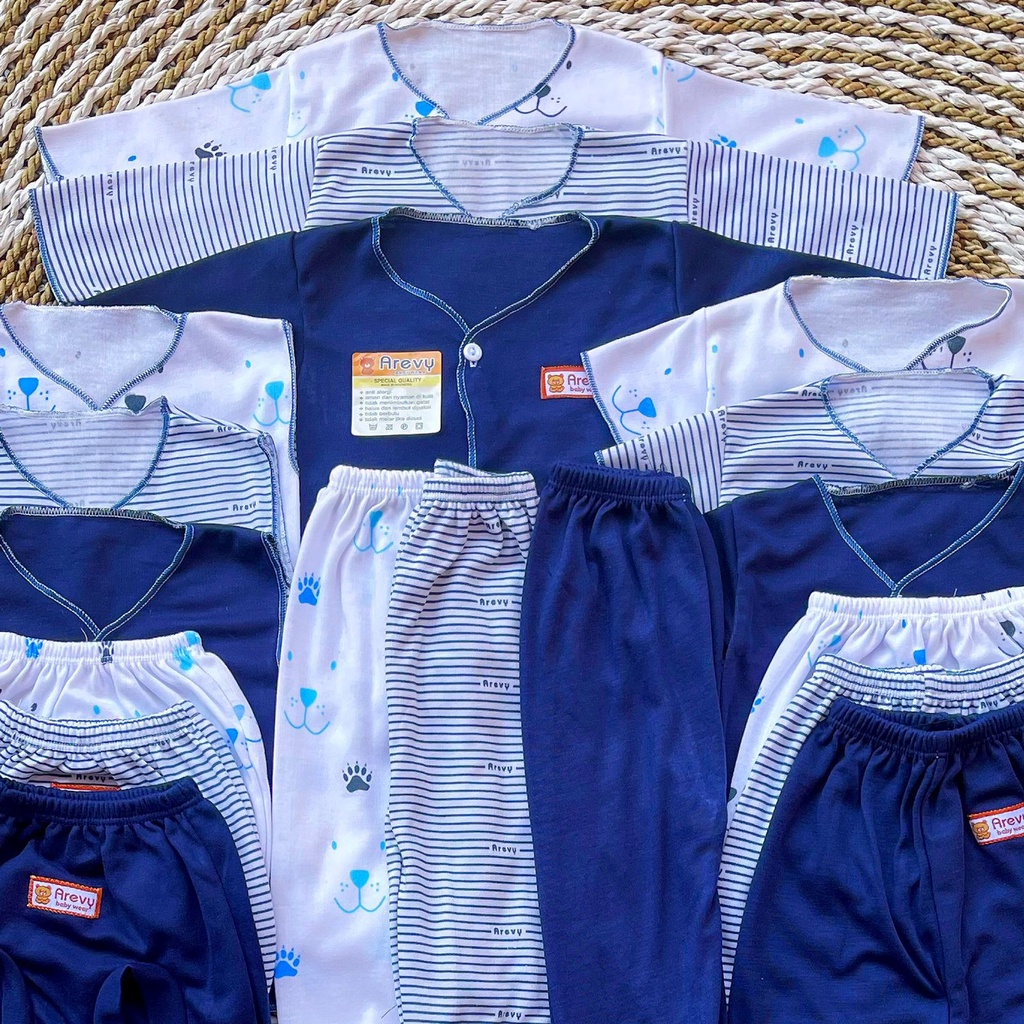 Paket Baju Bayi Newborn Arevy Babywear 0-3 Bln Navy Series Perlengkapan Bayi Baru Lahir &amp; Kado Baby Giftset Paket Lahiran Setelan Baju Bayi Celana Bayi Baru Lahir Baju Panjang Celana Panjang Baju Pendek Celana Pendek Baju Kutung Celana pop