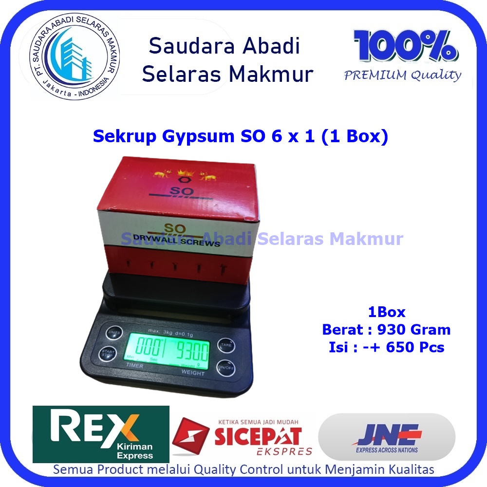 Sekrup Gypsum / Skrup Gypsum 6x1 SO (1 Box)