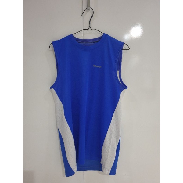 Preloved baju sport gym pria biru Reebok original size S
