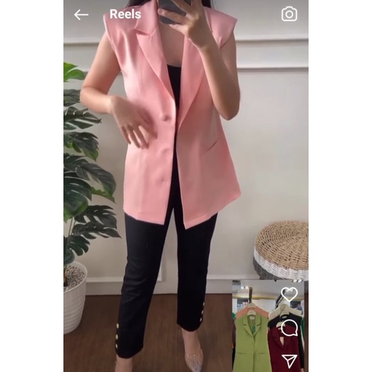 Baju wanita pakaian perempuan VEST PINK BLAZER Pink wanita dewasa modis lucu unik modern merah muda