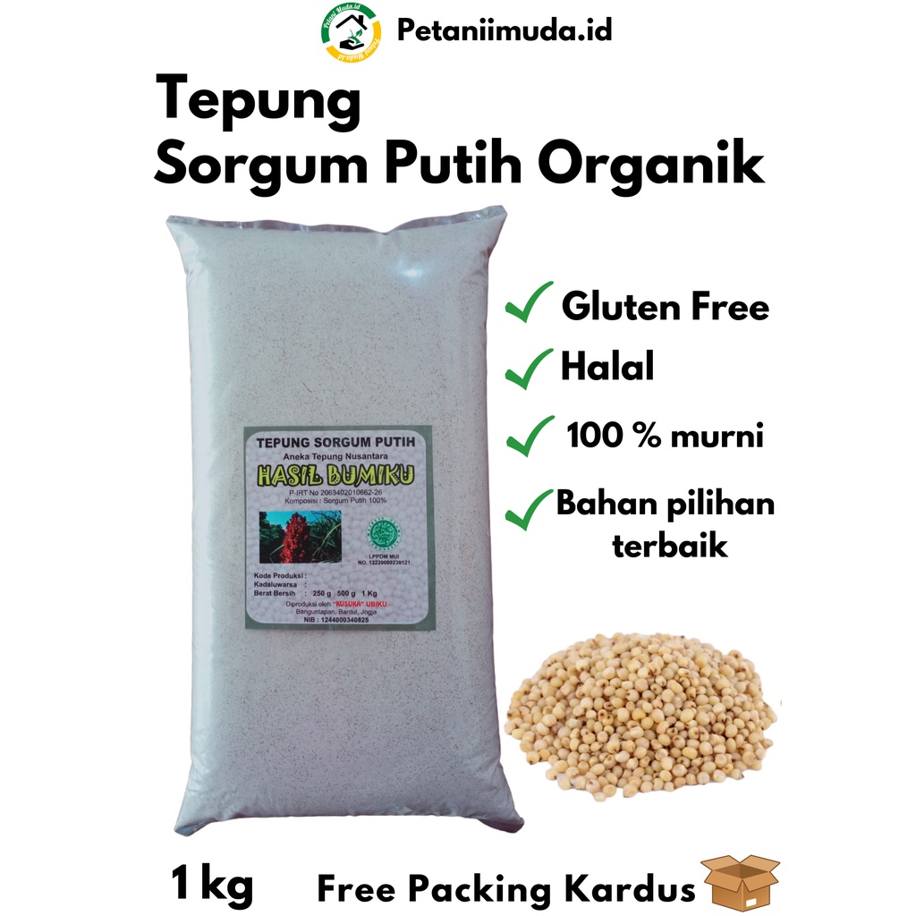 Tepung Sorgum Putih kemasan 1 KG/Tepung CANTEL kemasan 1 KG/Tepung Beras Sorgum Putih kemasan 1 KG/T