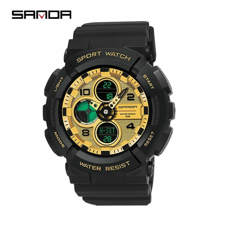 Jam Tangan SANDA 6027 Jam Tangan Pria Digital Analog Tali Rubber Shockproof Anti Air