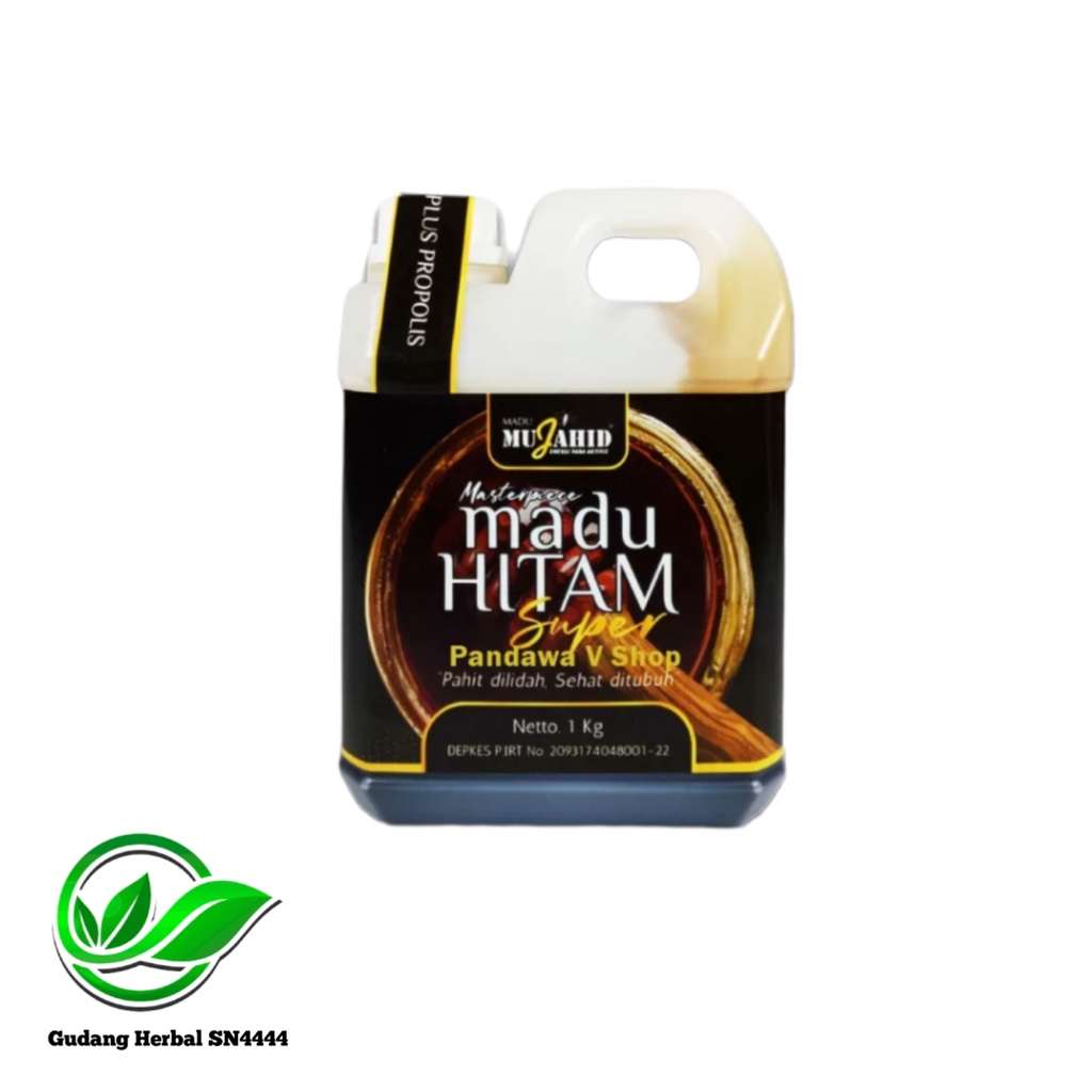 

Madu Hitam Super Mujahid Plus Propolis 1kg, CV Manis Wangi [ Kemasan Hitam ]