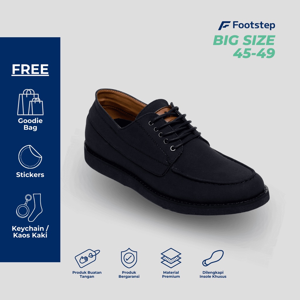 Sepatu Pria Formal Casual Big Size Jumbo - Footstep Footwear Hugo Black