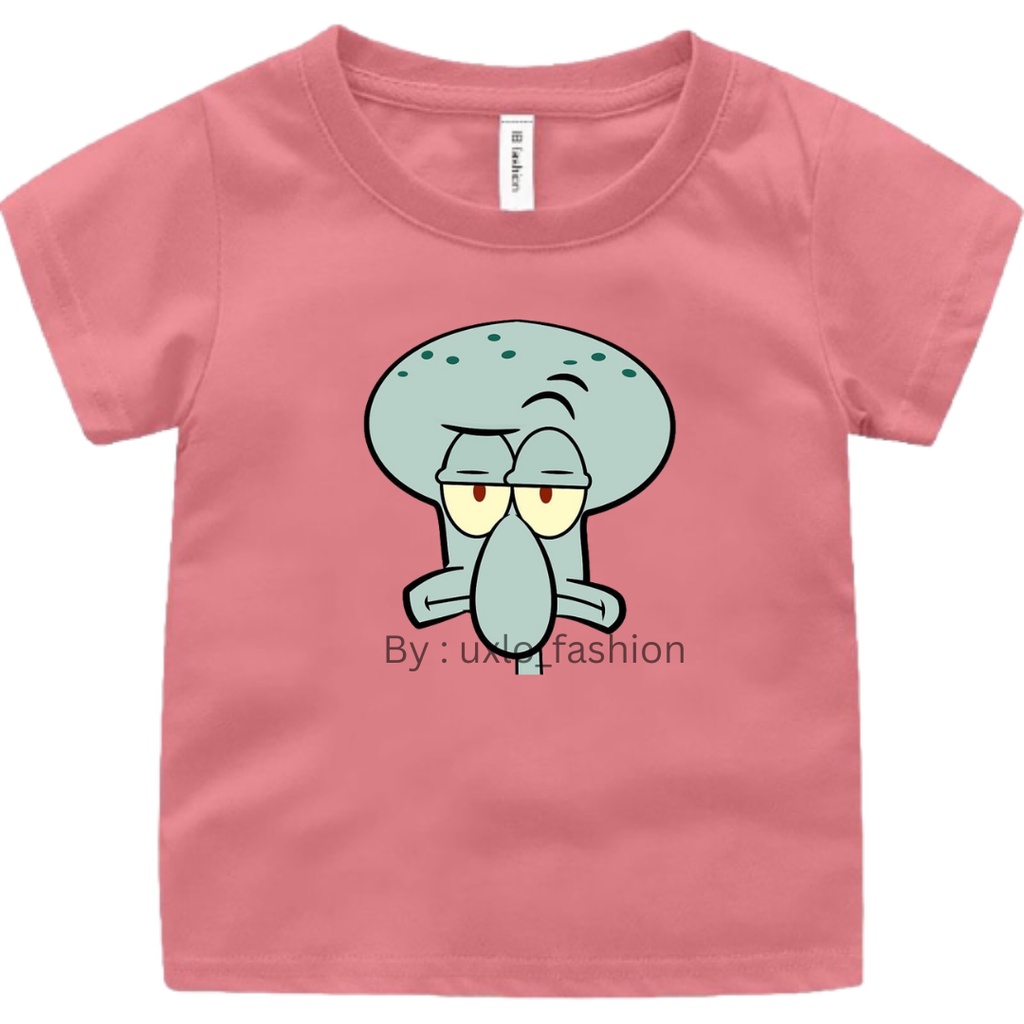 Baju Oblong Murah Anak Cewe Dan Cowo Unisex Umur 2-9 Tahun Motif Kartun Lucu Squid Uxlo Fashion