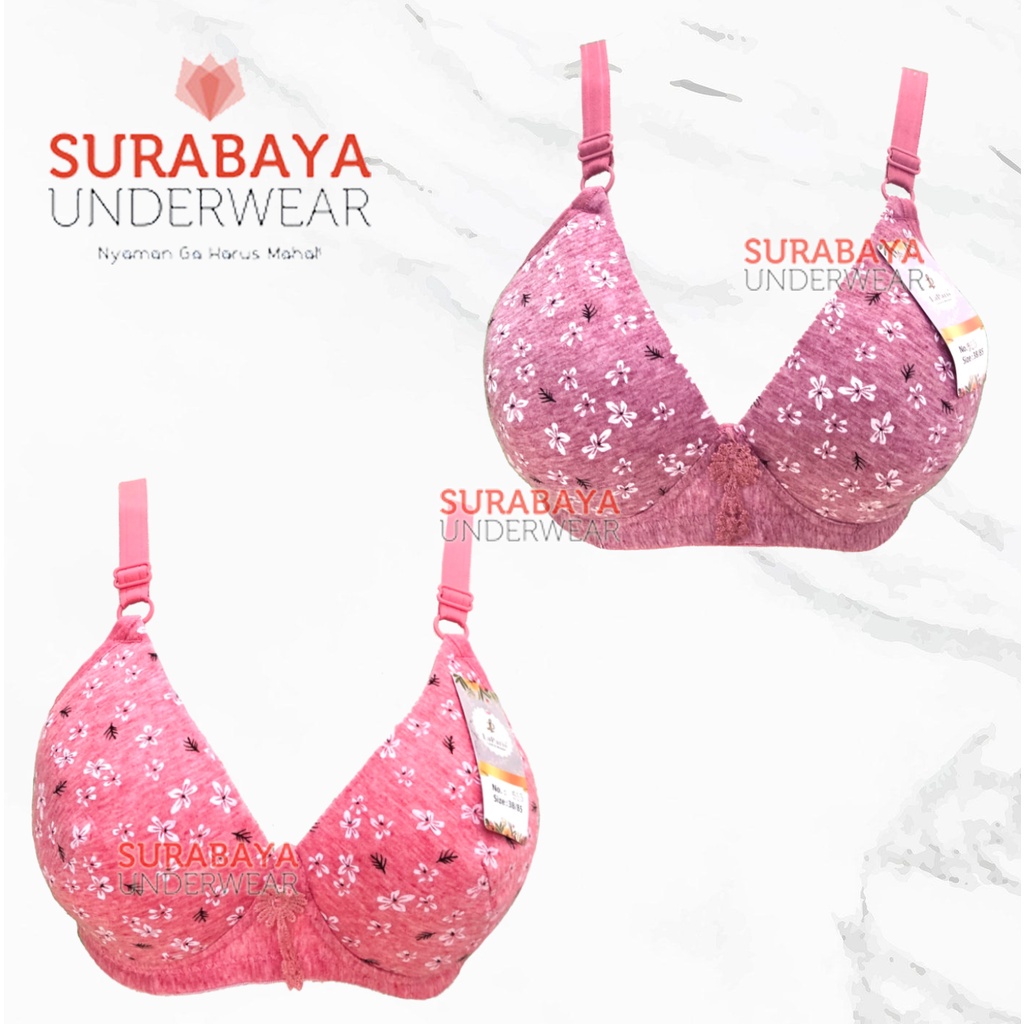 BH/BRA  BINTIK BUNGA KATUN KAIT 3 TANPA KAWAT SZ 38-44 CUP C