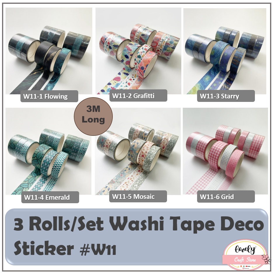 

LovelyCraftStore | 3rolls / set Washi Tape W11 Selotip Kertas Deco StickerJournal Sticker Japanese Tape