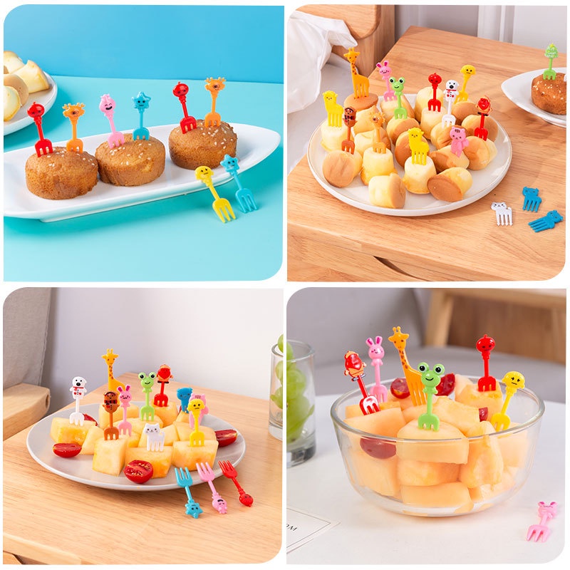 SS Garpu Bento Karakter Hewan Lucu 10Pcs Tusukan Buah Kue Hiasan Bekal Food Picks Animal Dessert Fruit Fork Kartun Murah Import