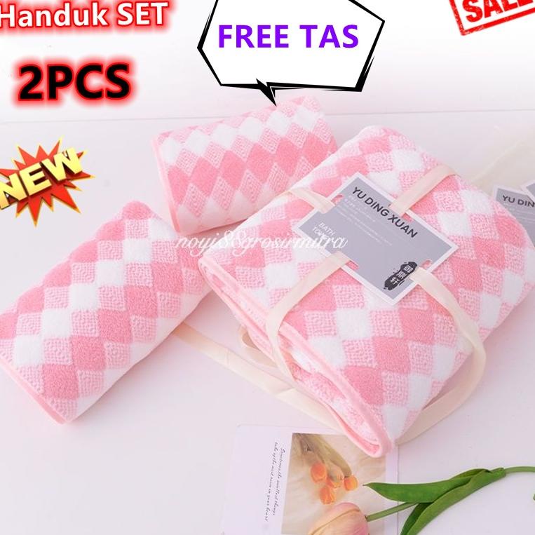 MENARIK Handuk Howel and Co Handuk SET 2 pcs 70x140cm dan 35x75cm Hampers Handuk Mandi Dewasa Handuk
