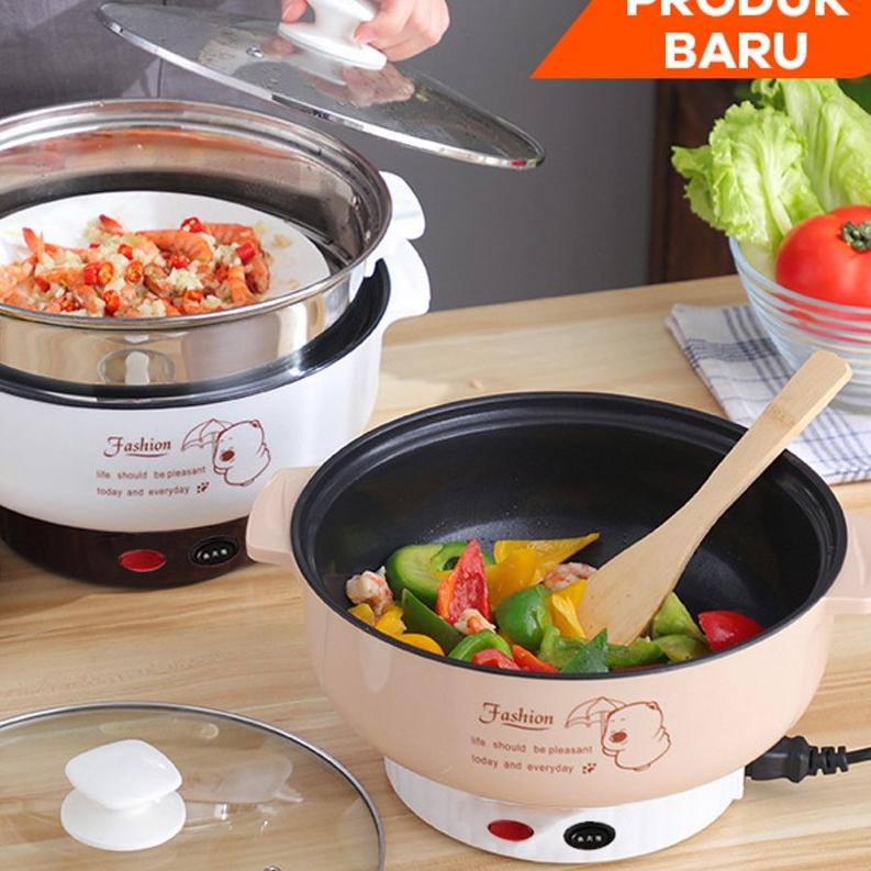 BIG SALE Panci itas Besar Listrik Multifungsi Free kukusan / Steamer Stainless Lapis Keramik Teflon 