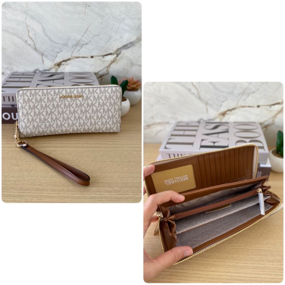 Dompet Branded Michael Kors MK Jet Set Travel Large Travel Continental Wristlet Wallet Original