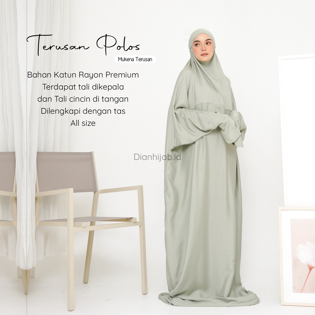 Mukena Dewasa Terusan Polos by Dianhijab.id - Bahan Rayon Viscose Premium Mukena Travel Dewasa Jumbo Adem Nyaman Dipakai - Bisa Cod