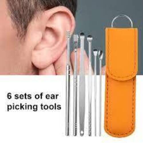 GP Pembersih Telinga Korek Kuping Ear Wax Picker 1 Set 6 PCS Stainless Steel