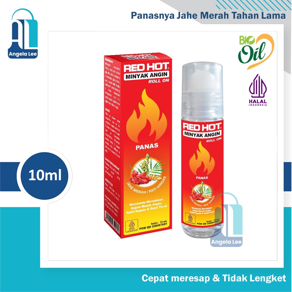 RED HOT Minyak Angin Aromatherapy Roll On Jahe Merah Ori Panas 10ml - Jahe Merah