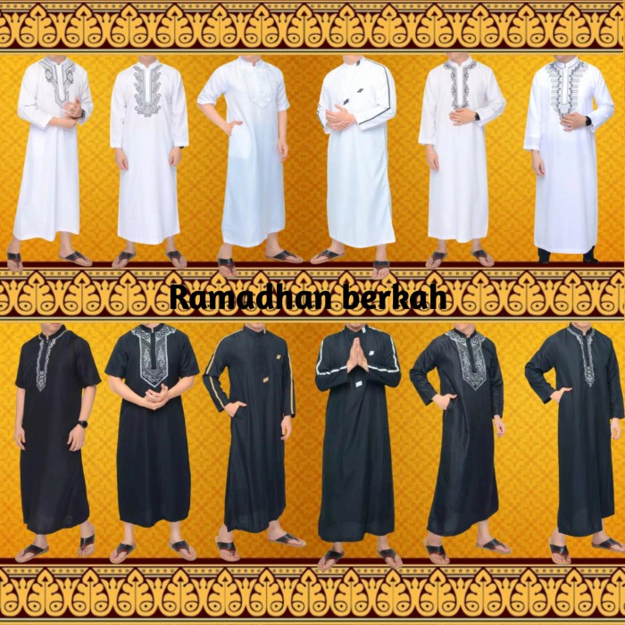 BAJU JUBAH GAMIS MUSLIM PRIA DEWASA ARAB PRIA BORDIR