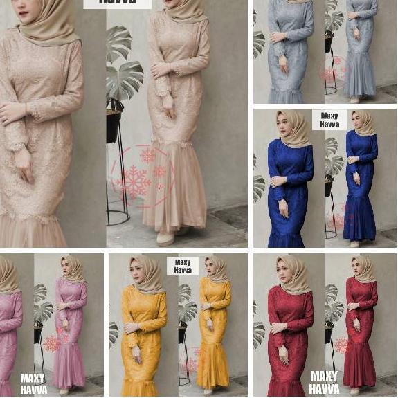 ✬ MAXY HAVVA JUMBO/ GAMIS BRUKAT TILE/ Gamis lebaran /maxy duyung mermaid brukat MAXY HAJUKU GAMIS B