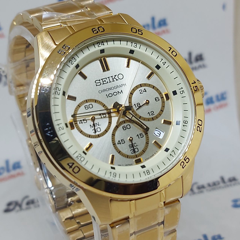 Seiko Quartz SKS526P1 Chronograph Gold IP - Jam Tangan Pria SKS526