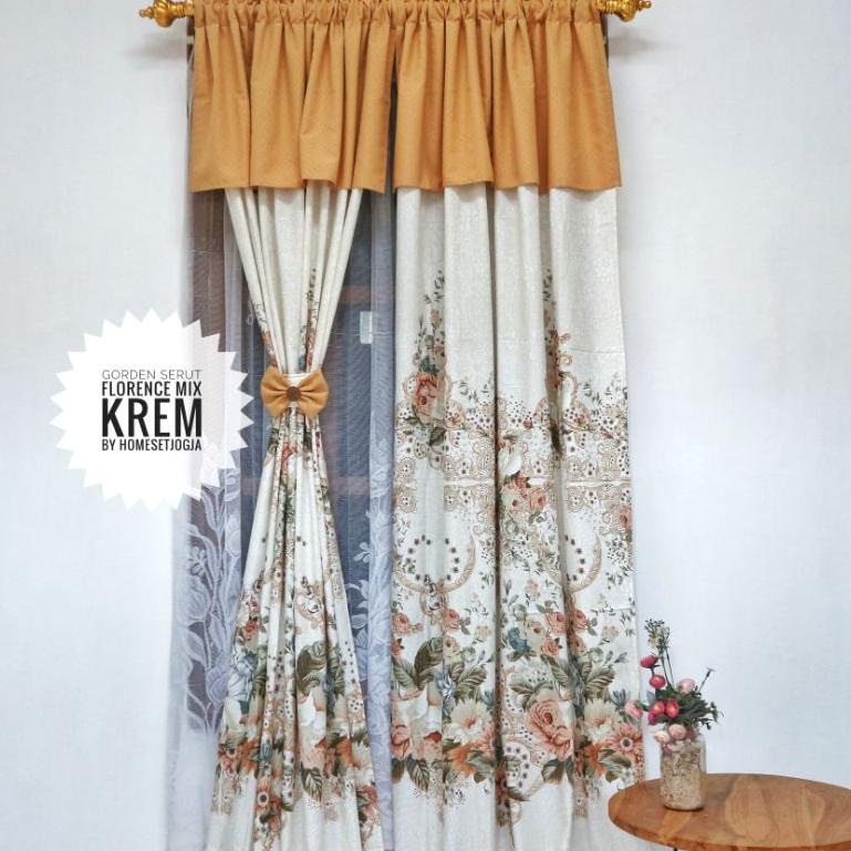 LANGSUNG ORDER Gorden pintu shabby serut krem