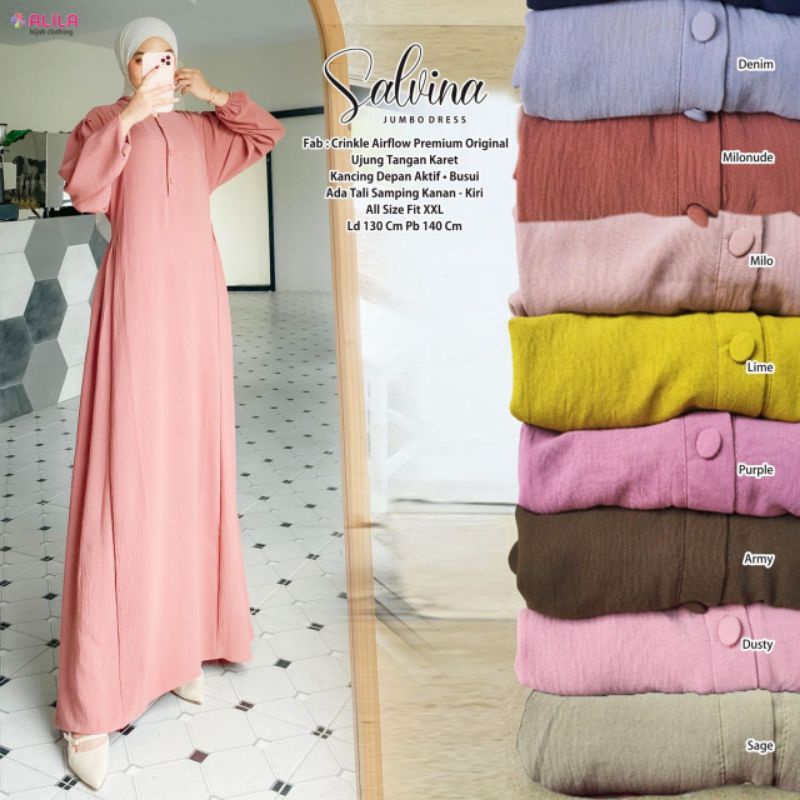 Dress cantik wanita kekinian katun crinkle airflow premium salvina jumbo dress by alila