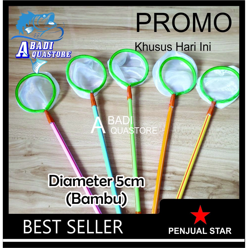 Serok Ikan BULAT 5 CM BAMBU - Jaring Ikan - Seser Ikan - Serok Ikan - GRATIS PACKING KARDUS 