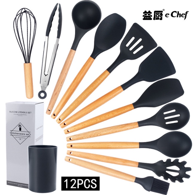 Silikon Spatula Silicone Sodet Alat Masak Set 12pcs Spatula Steak Clip Set Oil Brush Kitchen Cooking