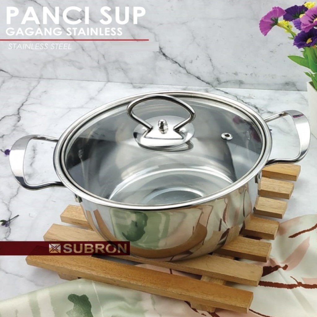 ST-YYS 22CM-SUP PANCI MIE SUSU SAYUR SOUP SOTO STAINLES DENGAN TUTUP KACA