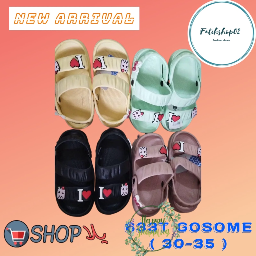 Sandal gunung anak perempuan tali kebelakang korean style 633T Gosome  ( 30-35 ) sandal selop ban 2 