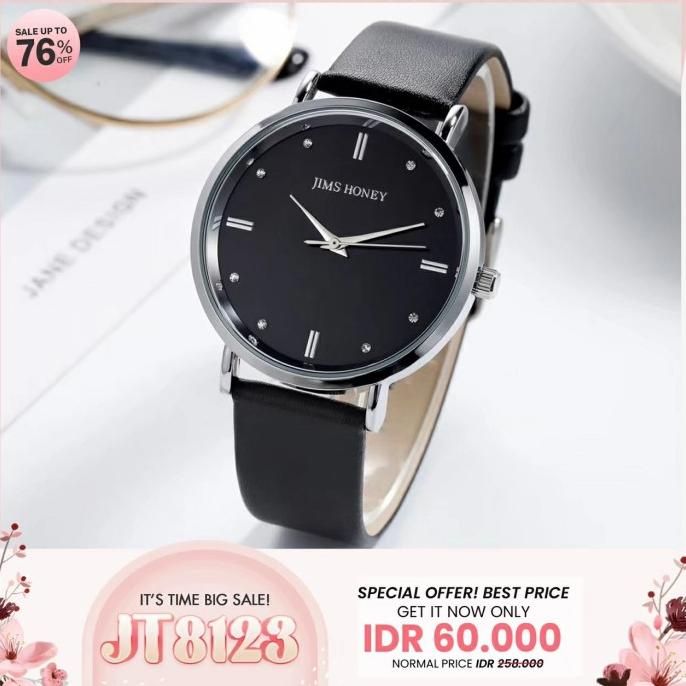 HRG DISKON JAM TANGAN WANITA KULIT MURAH/JT8123 JIMSHONEY/JAM TANGAN CEWEK MURAH