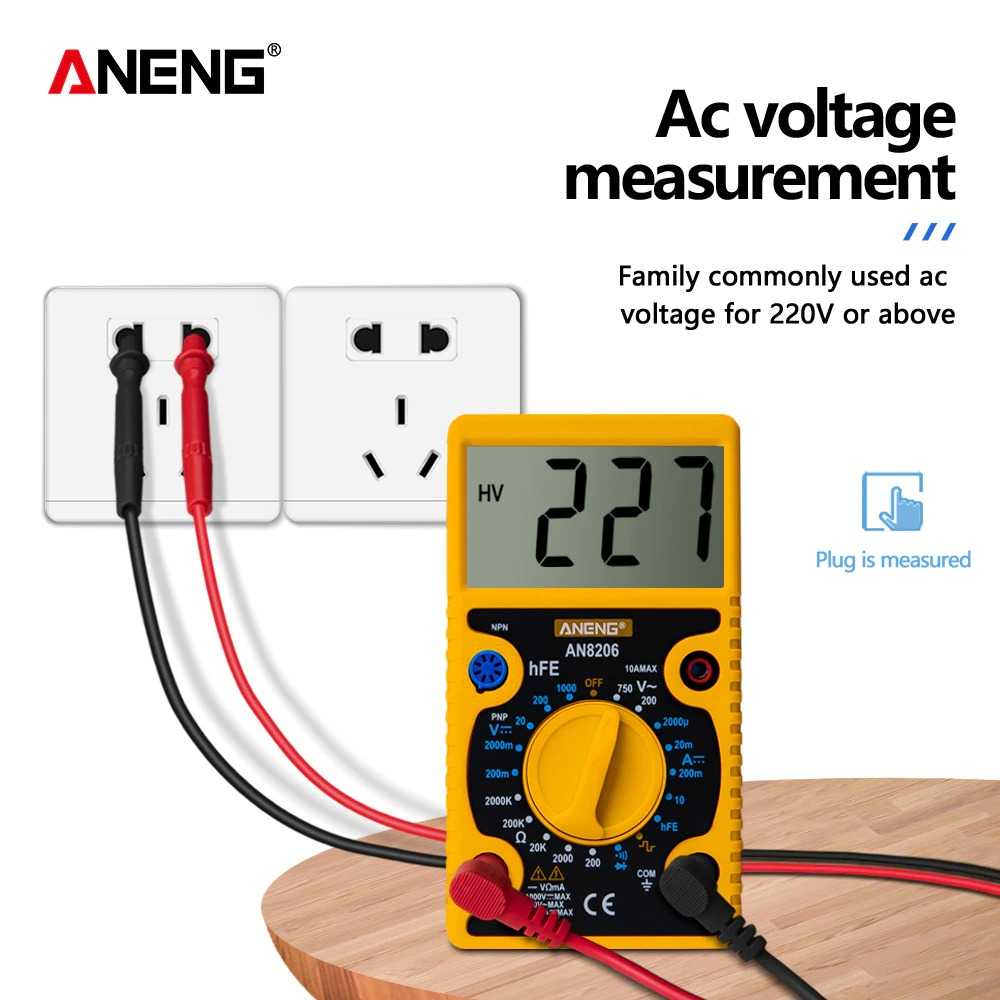 (BISA COD) FTIHSHP ANENG Digital Multimeter Voltage Tester Large Screen Display - AN8206