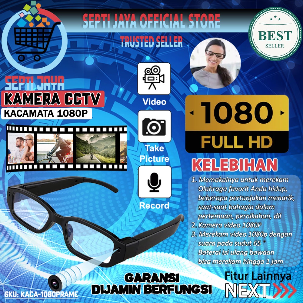 Mini Spy Camera Kacamata Glasses Eyewear Full HD 1080P Action Cam Kamera Sport Olah Raga Pengintai P