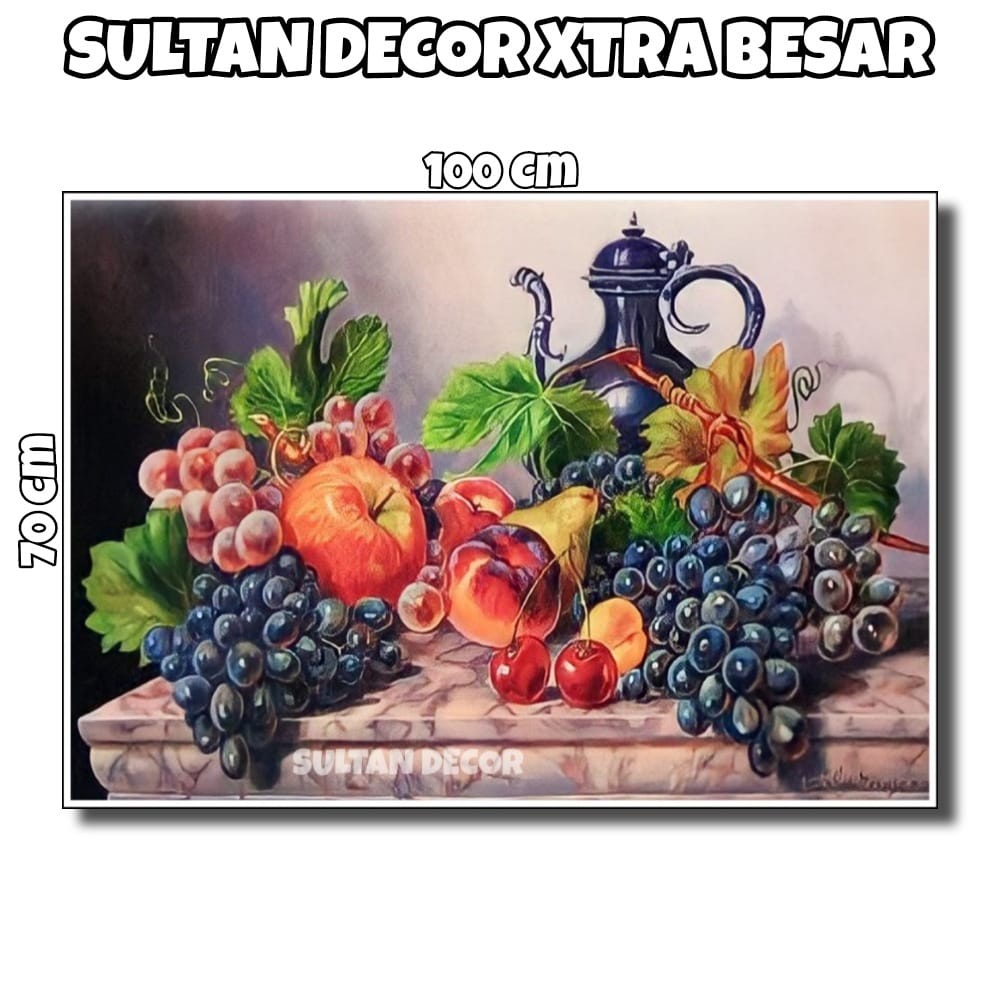 LUKISAN POSTER CETAK BUAH BUAHAN JUMBO XTRA BESAR UKURAN 100X50CM 100X70CM 150X100CM 200X100CM 250X1